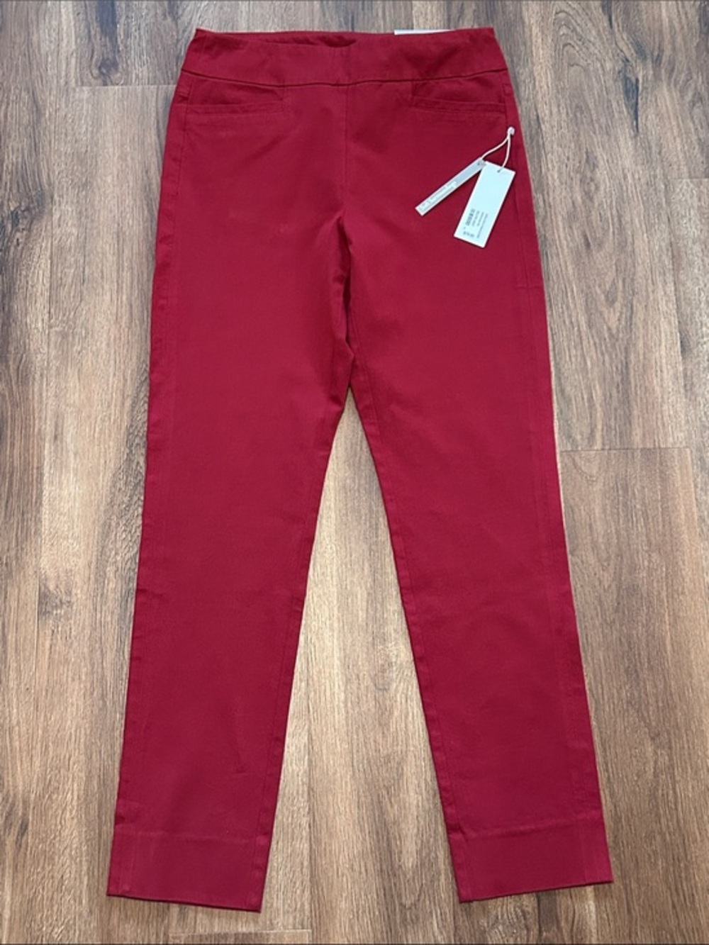 NWT Soft Surroundings Stretch Straight Leg Full Length Red Pants S Small 8/9